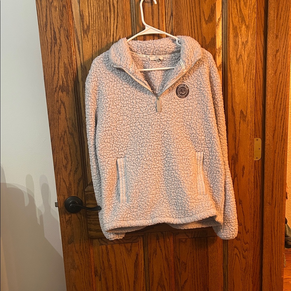 Ivory Ella Cream Sherpa Quarter-Zip Sweatshirt